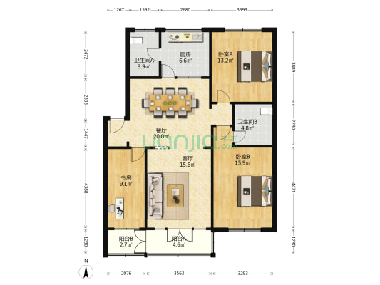 恩波西苑 3室2厅2卫 110平方