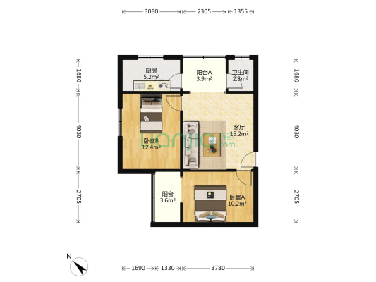 攀钢小区三小区 2室1厅1卫 70平方