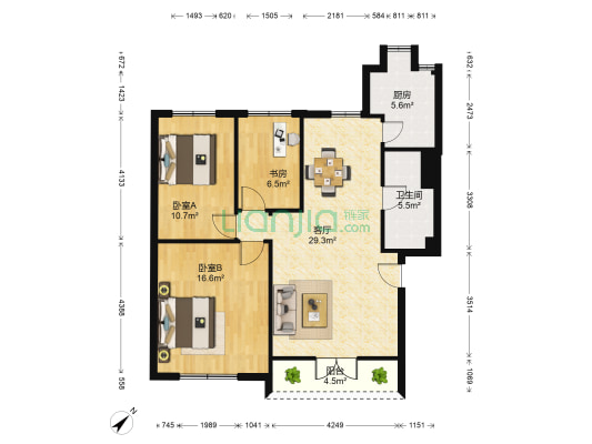 南航小区 3室1厅1卫 95平方