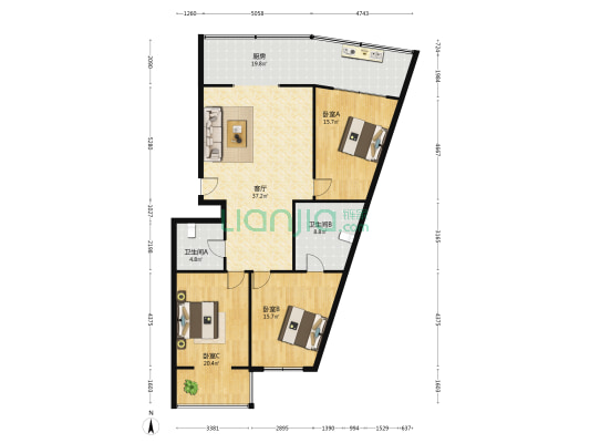龙城花园 3室1厅2卫 147平方