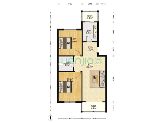 迎祥里 2室1厅1卫 96平方