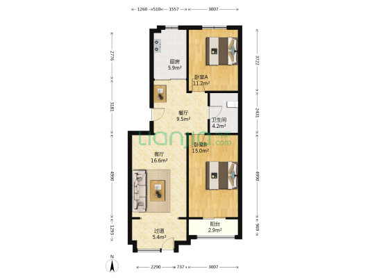 银盛泰书香泮城 2室2厅1卫 80平方
