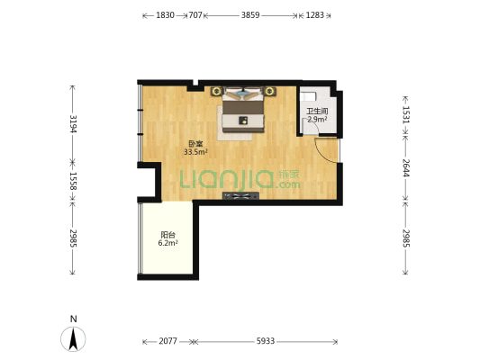 新欧酒店 1室0厅1卫 62平方