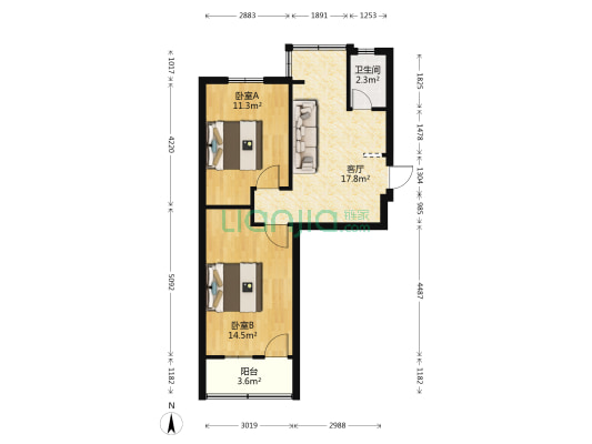 凤凰西街239号 2室1厅1卫 59平方