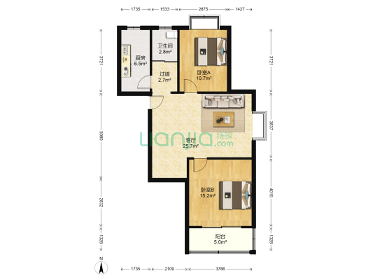 华凌锦苑 2室1厅1卫 90平方