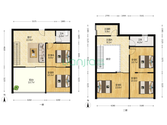 炬鑫商住楼 5室1厅2卫 129平方