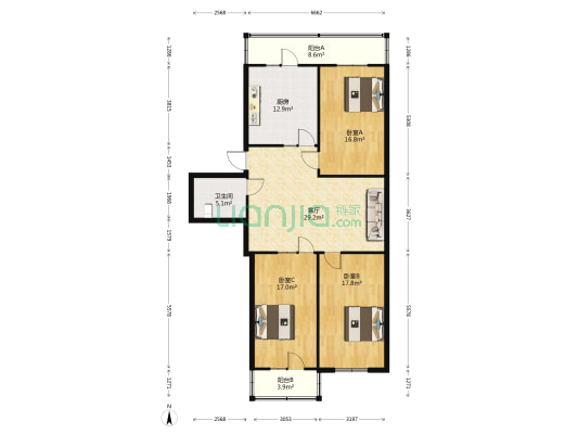 佟卫里 3室1厅1卫 133平方