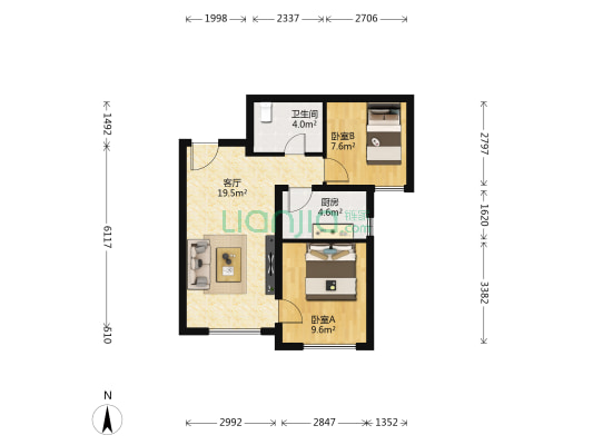 西悦嘉园 2室1厅1卫 74平方