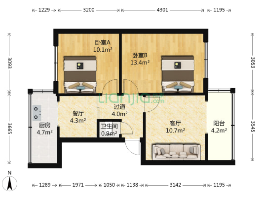 虹山西路85号 2室2厅1卫 59平方