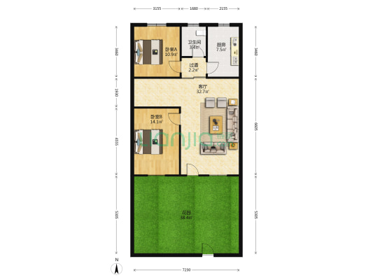 和顺花园 2室1厅1卫 168平方