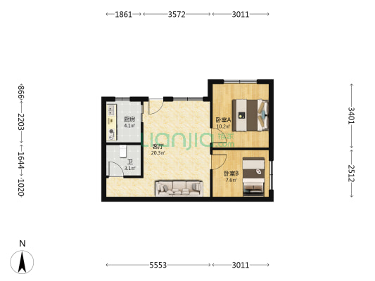 敦厚中段 2室1厅1卫 57平方