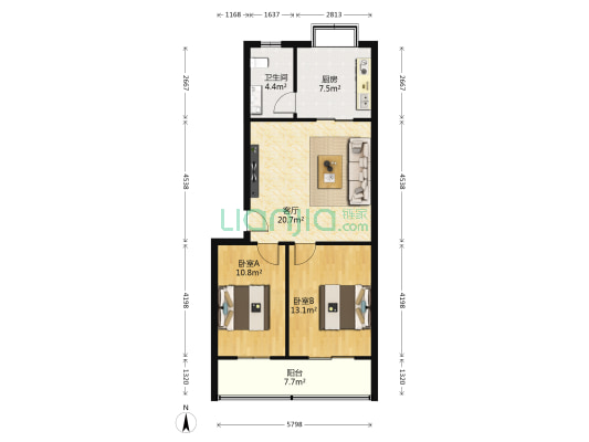 陕重社区 2室1厅1卫 80平方