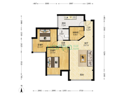 ：住家装修，保养上品，3号线5号线双轻轨，金山加持-户型图