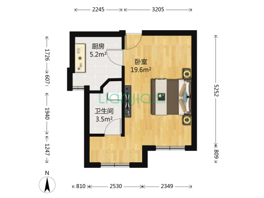 宝利金国际广场 1室0厅1卫 47平方