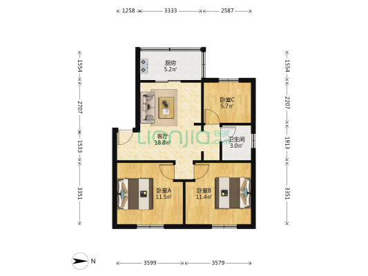 瑞凤苑 3室1厅1卫 76平方