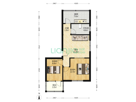 橡胶厂宿舍 2室1厅1卫 69平方