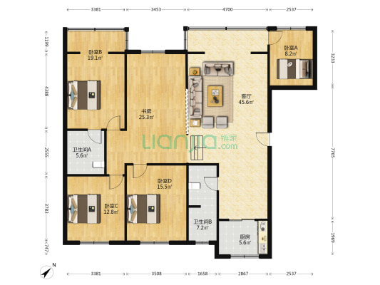 华兴苑A区 5室1厅2卫 163平方