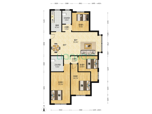龙厢首府 4室1厅2卫 152平方