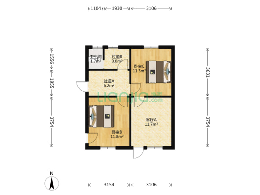 人民路277号 2室1厅1卫 71平方