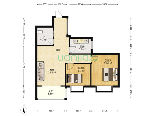 祥云春晓四期 2室1厅1卫 83平方