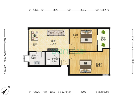 运管所家属院 2室1厅1卫 69平方