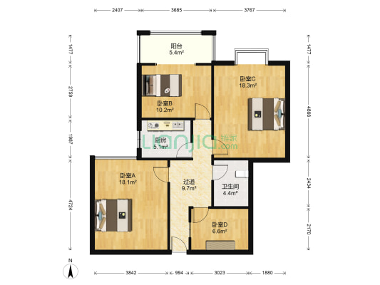 福宝园 4室0厅1卫 101平方