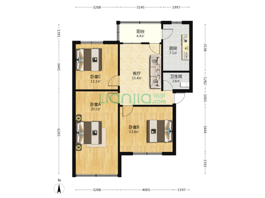河东巷7号 3室1厅1卫 97平方