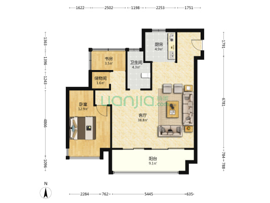 伟星悦璟台 2室1厅1卫 105平方