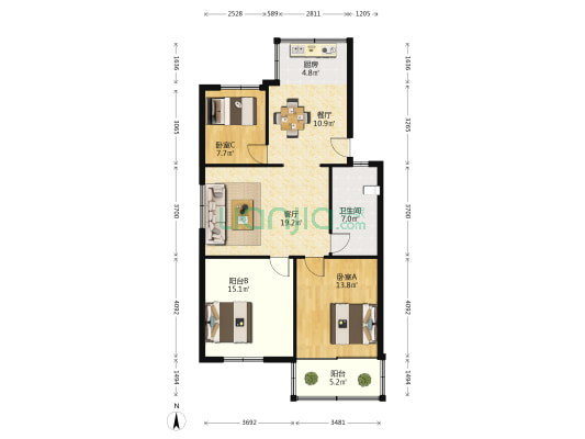 吉水花园 2室2厅1卫 94平方