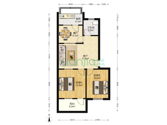 王舍铁路小区 2室2厅1卫 79平方