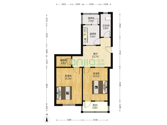 工业北路196号 2室1厅1卫 69平方