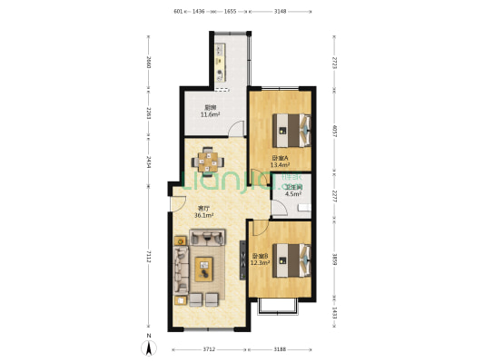 亚太清湖湾 2室1厅1卫 105平方