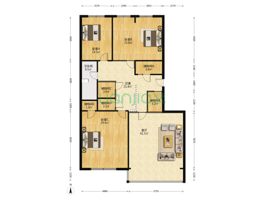 吉宇大厦 3室1厅1卫 218平方
