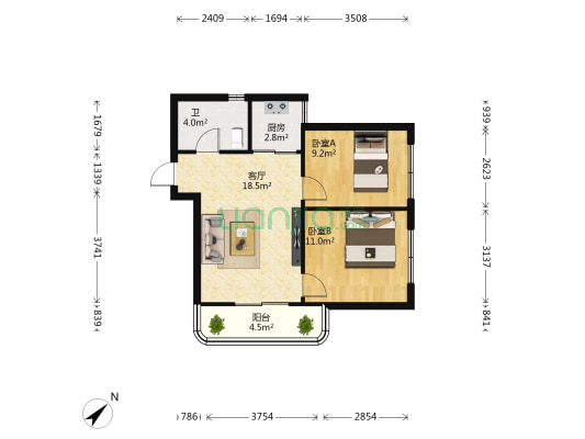 七彩澜湾 2室1厅1卫 69平方