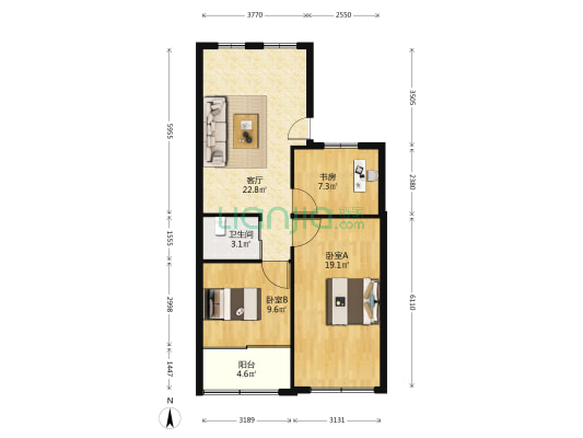 融谊大楼 3室1厅1卫 78平方