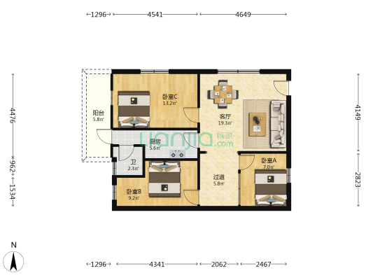 中山东路17号 3室1厅1卫 84平方