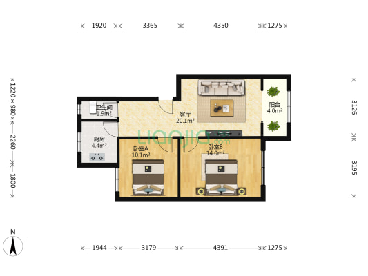 西大街261号 2室1厅1卫 68平方
