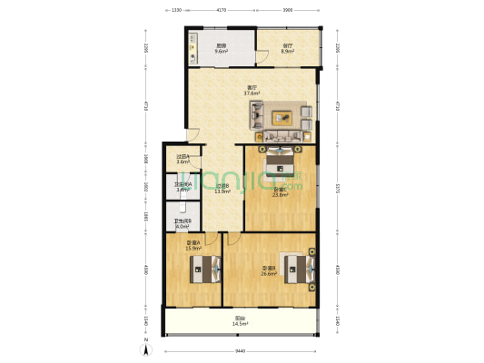 山西电力杏花岭小区 3室2厅2卫 190平方