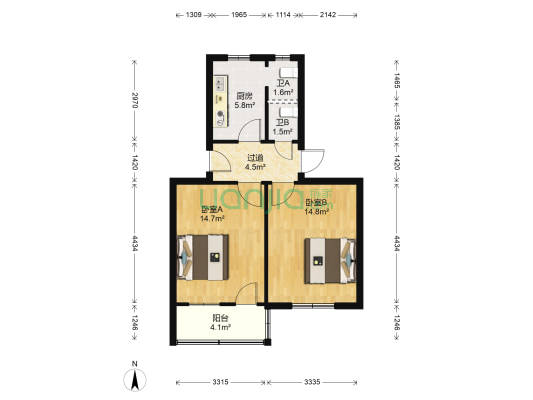 柳汀新村 2室0厅2卫 50平方