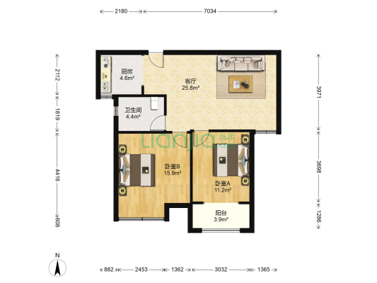 丽鹏家园 2室1厅1卫 82平方