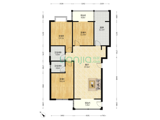 成都农业科技职业学院柳城小区392号 3室1厅2卫 126平方