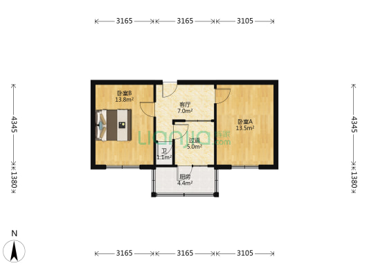 燃料公司 2室1厅1卫 53平方