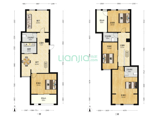 丽景天下 4室2厅3卫 135平方