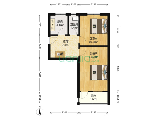 建新西街66号院 2室1厅1卫 54平方