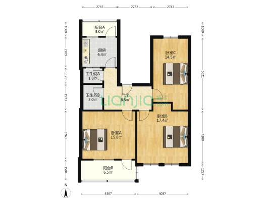 山师东路10号 3室0厅2卫 100平方