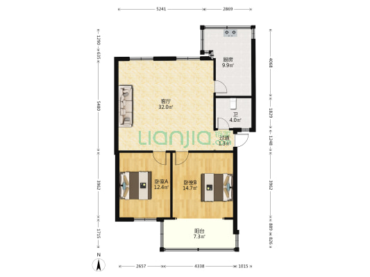 南阳路289号院 2室1厅1卫 90平方