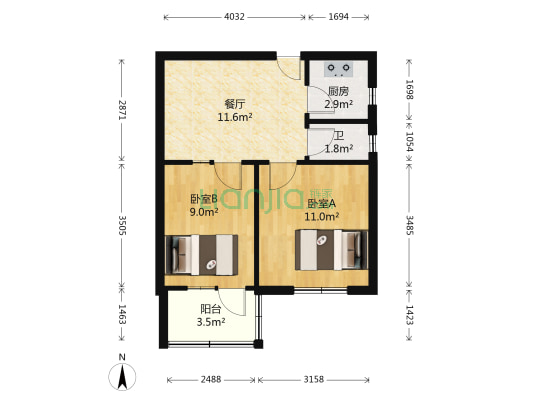 西海街8号 2室1厅1卫 50平方