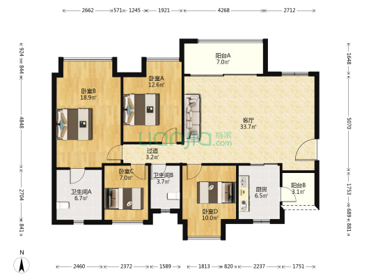 合景誉峰2.1期 4室1厅2卫 152平方