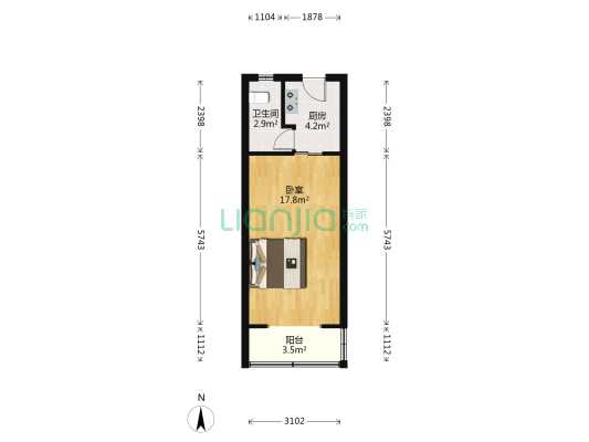 兴国路271弄 1室0厅1卫 36平方