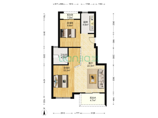 银杏里 2室1厅1卫 75平方